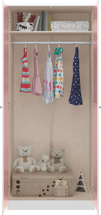 Denver 2 Door Pink Gloss And White Wardrobe