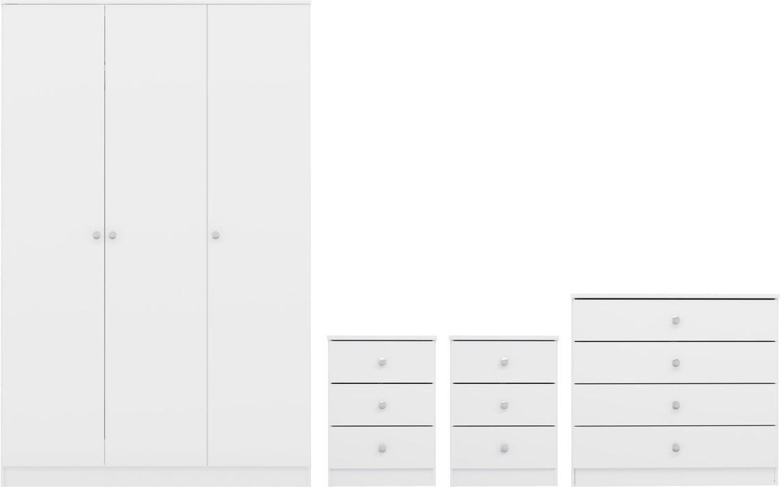 Denver 3 Door Wardrobe Bedroom Set - White