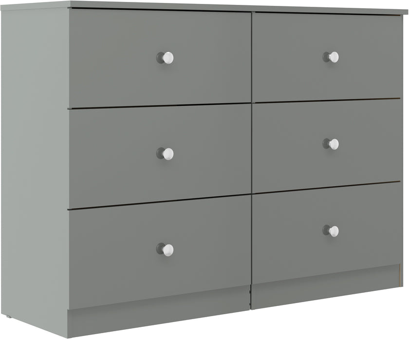 Denver 6 Drawer Chest - Grey Gloss