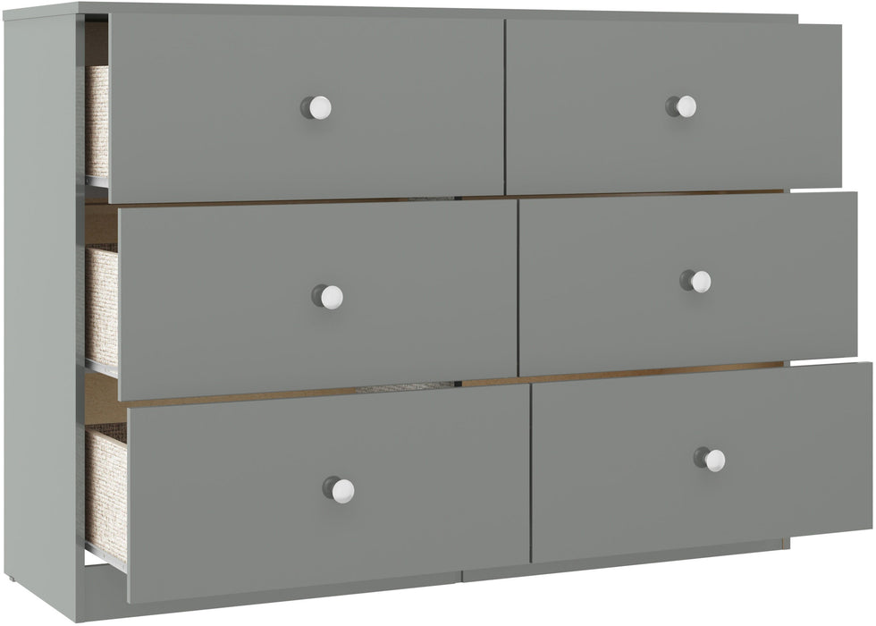 Denver 6 Drawer Chest - Grey Gloss