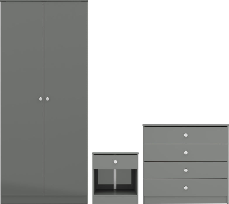 Denver Trio Bedroom Set - Grey Gloss