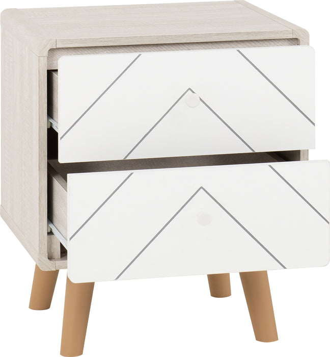Dixie 2 Drawer Bedside - Dusty Grey/ White