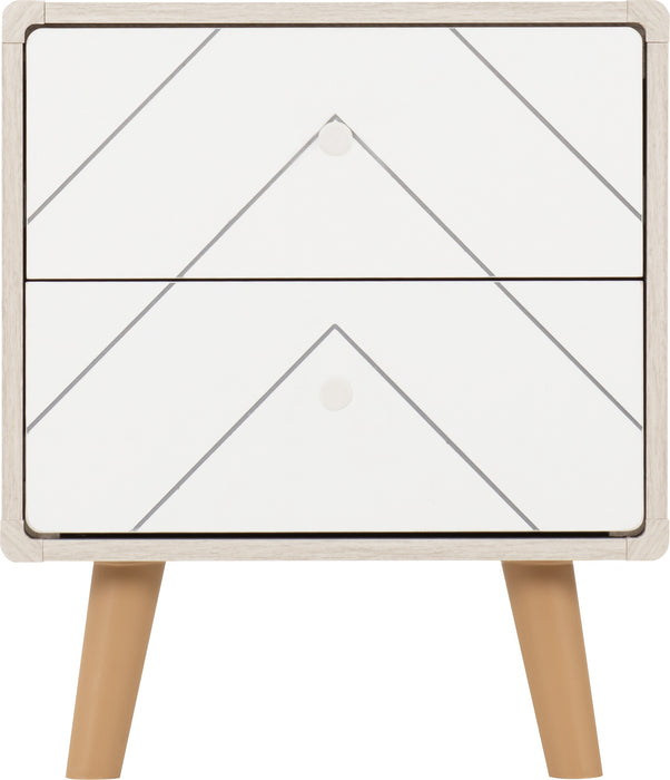 Dixie 2 Drawer Bedside - Dusty Grey/ White