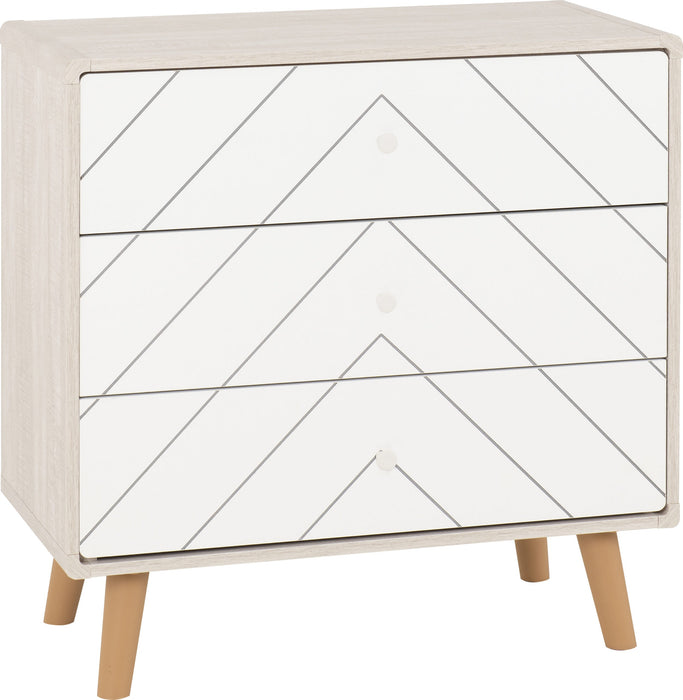 Dixie 3 Drawer Chest - Dusty Grey/ White