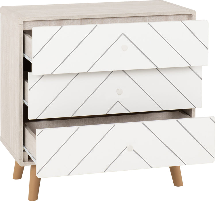 Dixie 3 Drawer Chest - Dusty Grey/ White