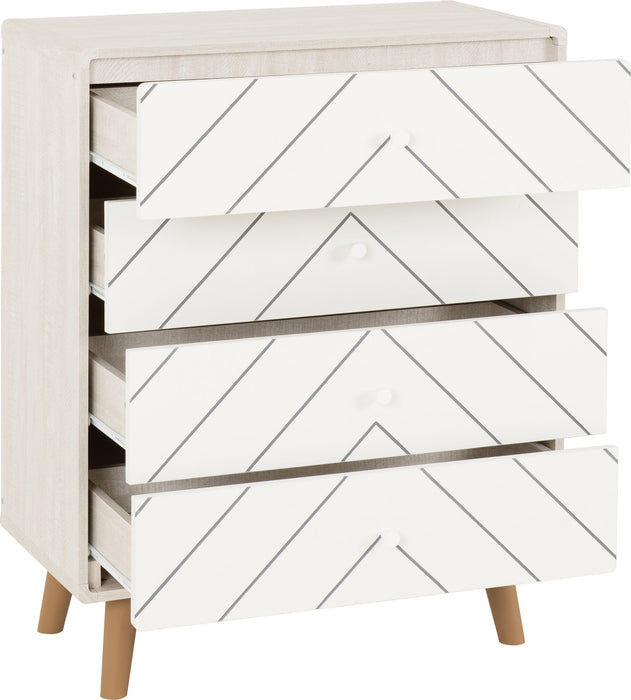 Dixie 4 Drawer Chest - Dusty Grey/ White