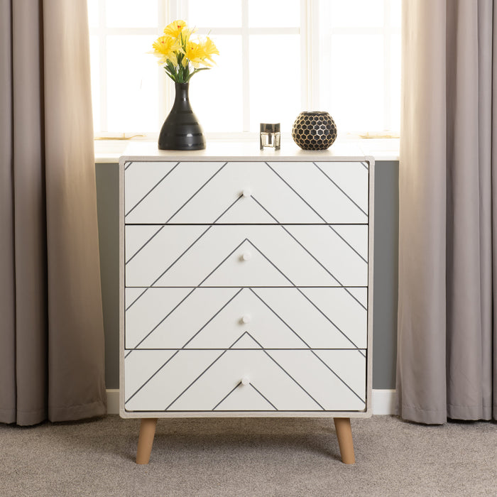 Dixie 4 Drawer Chest - Dusty Grey/ White