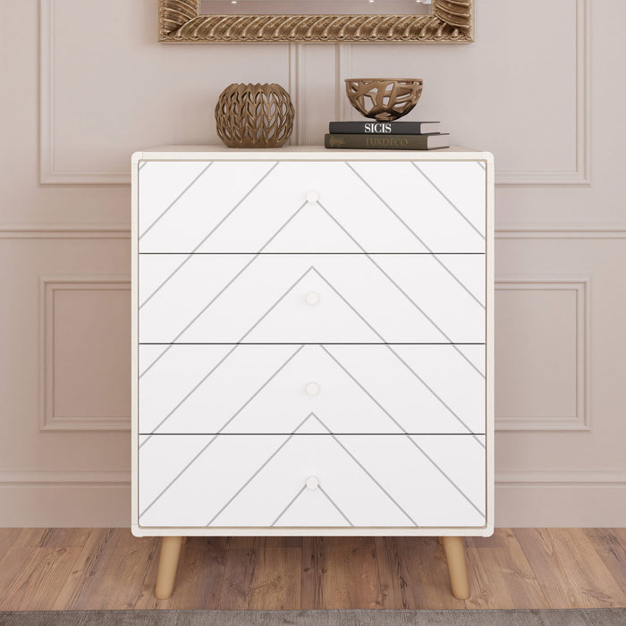 Dixie 4 Drawer Chest - Dusty Grey/ White