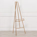 Contemporary bright gold metal easel with adjustable shelf – modern minimalist display stand

