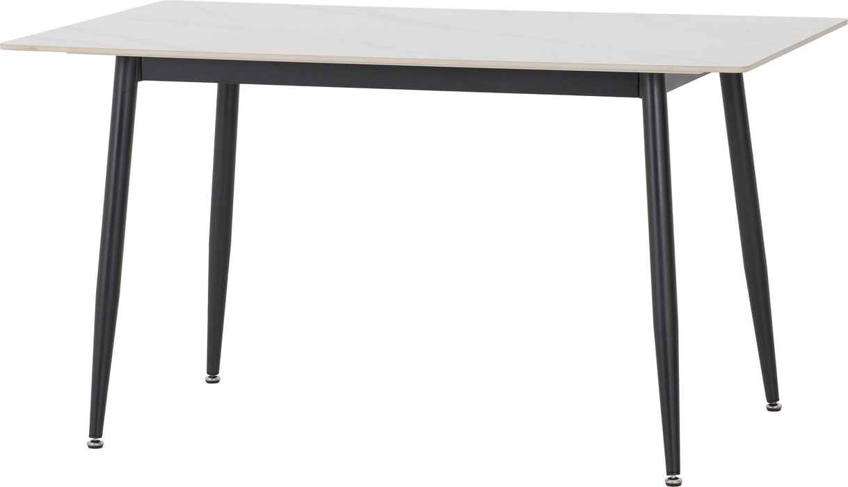 fenton dining table white marble with black legs