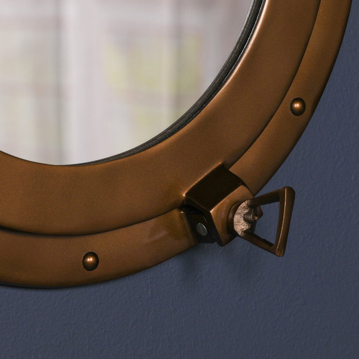 Medium Antique Brass Porthole Wall Mirror – Aluminium Frame with Nautical Detailing