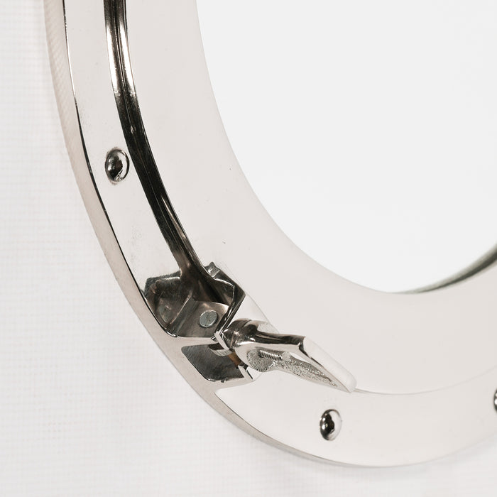 Large Silver Polished Porthole Wall Mirror – Aluminium Frame with Nautical Accent Detailing