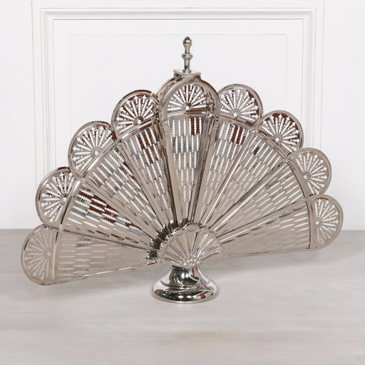 Maison Reproductions, Chrome Folding Fire Screen, Peacock Fire Guard