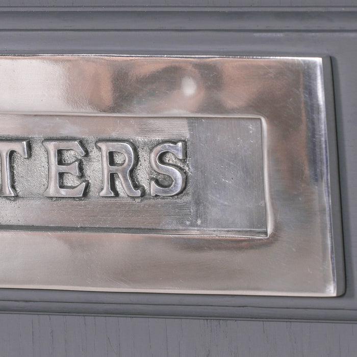 Maison Reproductions, Aluminium Polished Door Letter Plate 12″, Sold by Cheshire Furniture Outlet