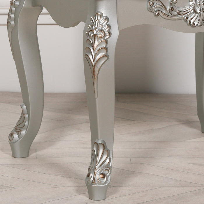 French Antique Silver 2 Drawer Bedside Table