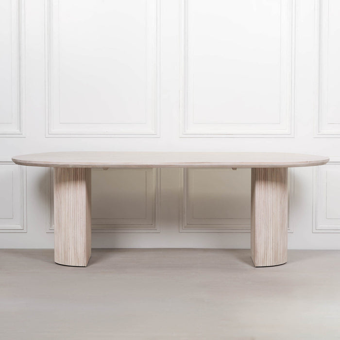 Blanche Acacia Fluted Oval Dining Table