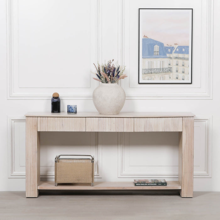Blanche Acacia Fluted Console Table