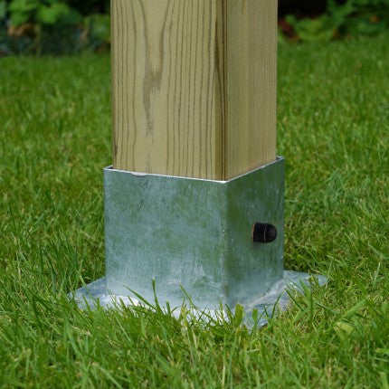 Galvanised Steel Pergola Foot / Post Holder - Socket Design in grass