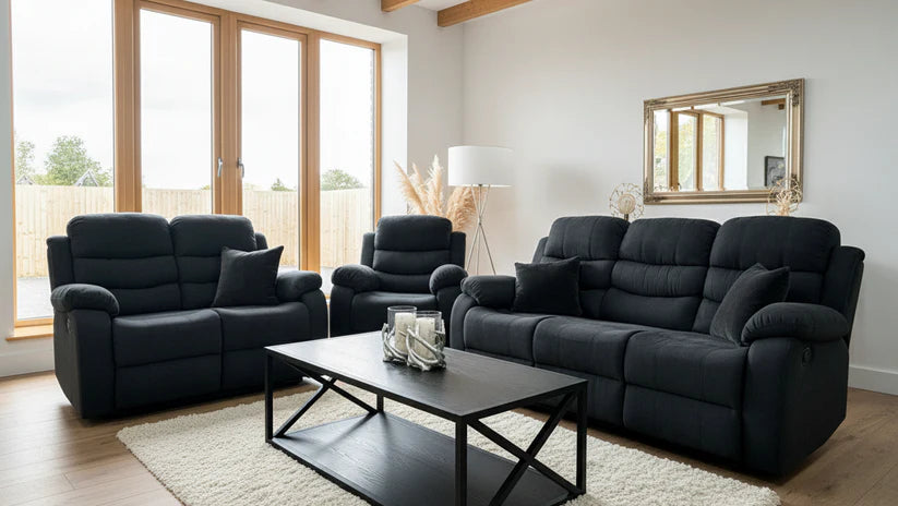 Stanley Manual Recliner Sofa Black 3+2+1