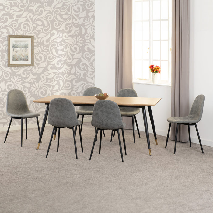 hamilton athens large dining set oak with 6 grey effect chairs