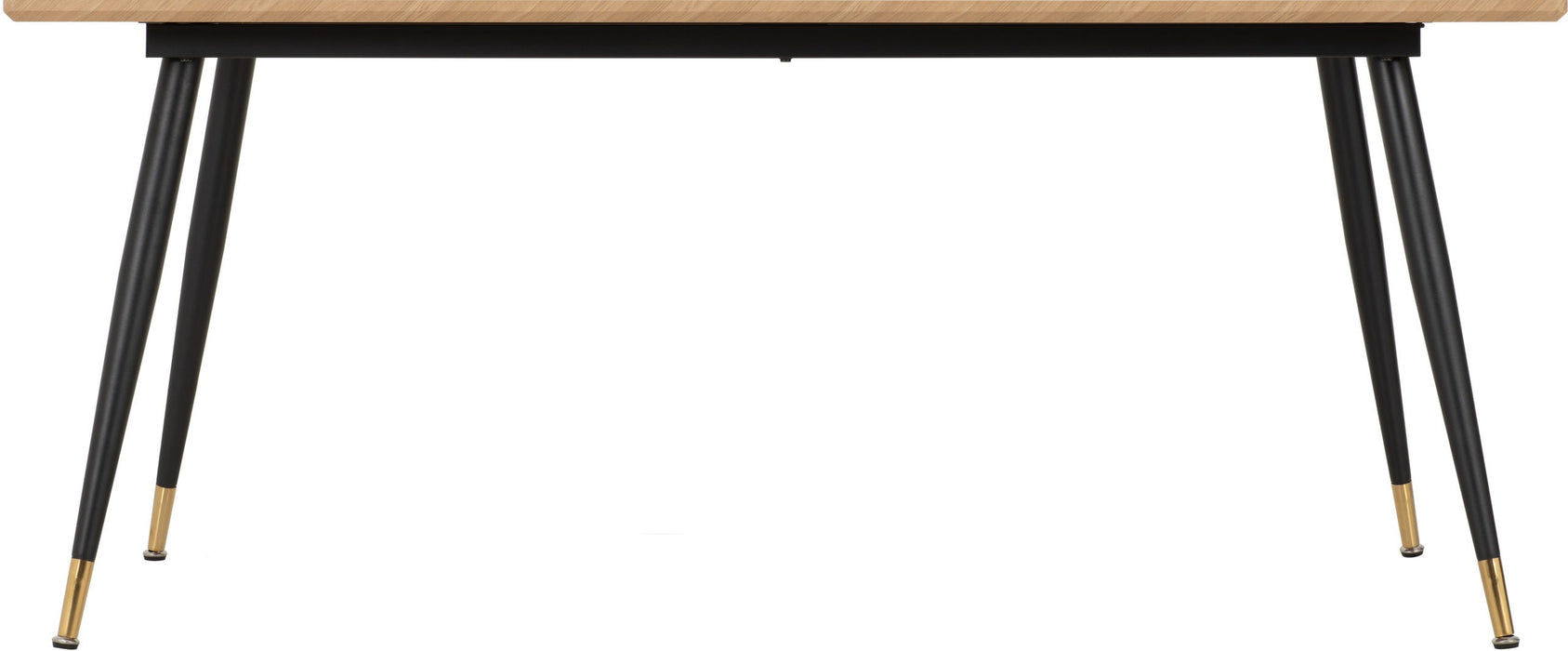 hamilton large dining table with black legs and gold accents on a white background