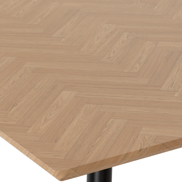 close up of large dining table medium oak detail