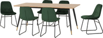 hamilton lukas large dining set oak with 6 emerald green chairs