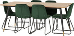 hamilton lukas large dining set oak with 6 emerald green chairs