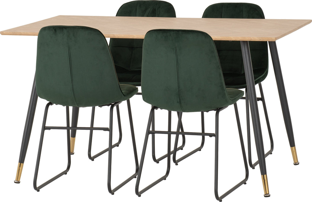 oak dining table green sapphire chairs