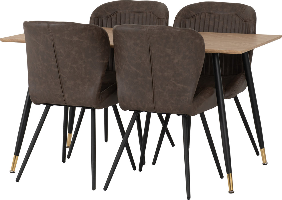 oak dining table with brown dining chairs 