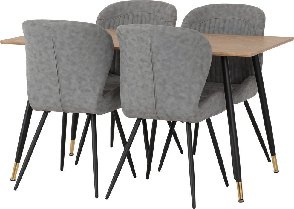 hamilton medium dining table and 4 grey chairs 