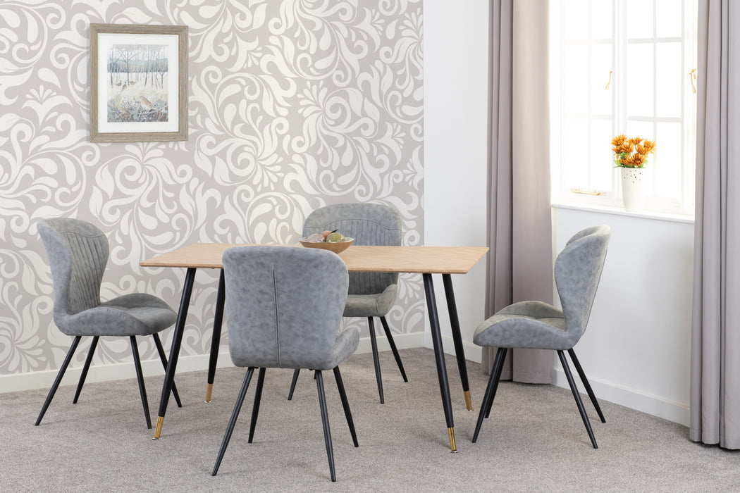 hamilton medium oak table and grey quebec chairs