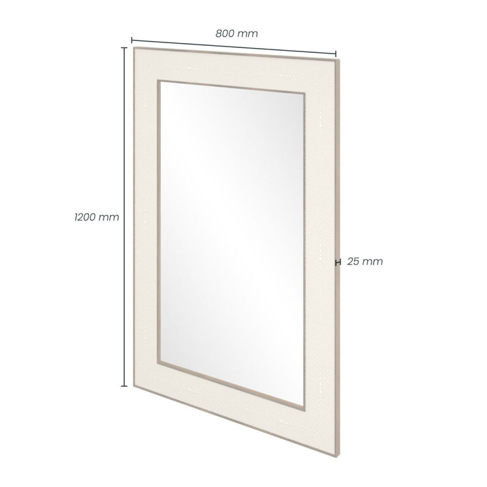 Hampton Mirror | Small Rectangular | Ivory Shagreen-Cheshire Furniture Outlet