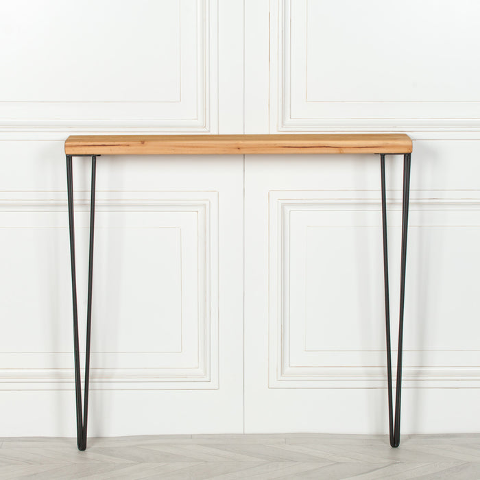 Rustic Wooden Hairpin Hall Table Console 92cm