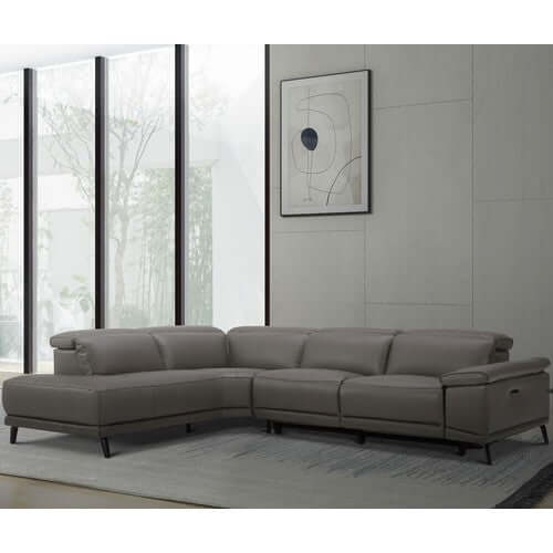 SlateLux Power Reclining Leather Sectional Sofa-Cheshire Furniture Outlet
