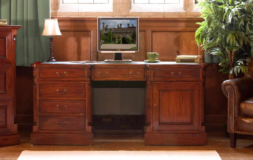 La Roque Twin Pedestal Computer Desk — Cheshire Furniture Outlet