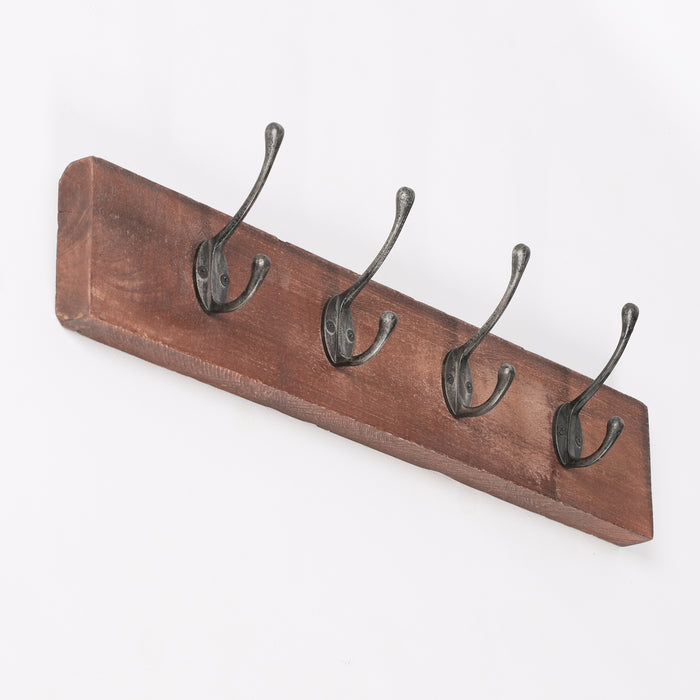 4 Hook 60cm Wooden Coat Hanger