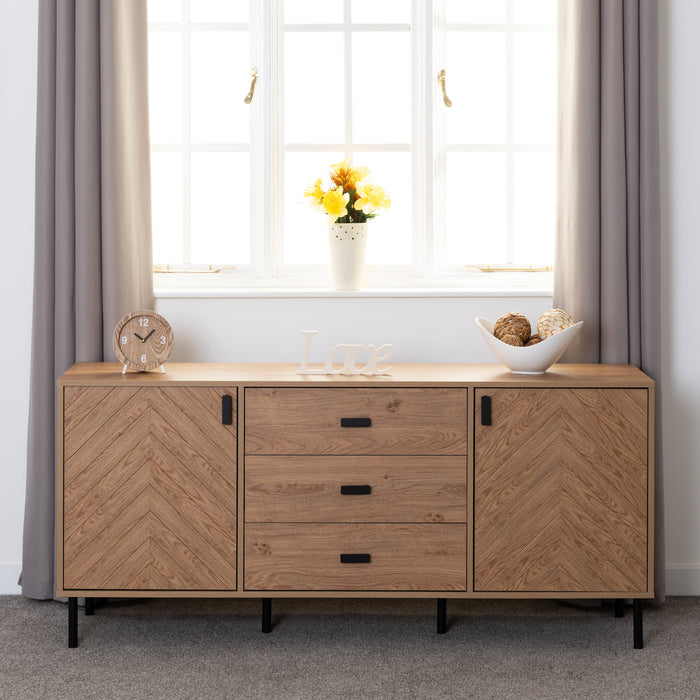 leon 2 door 3 drawer set medium oak effect sideboard