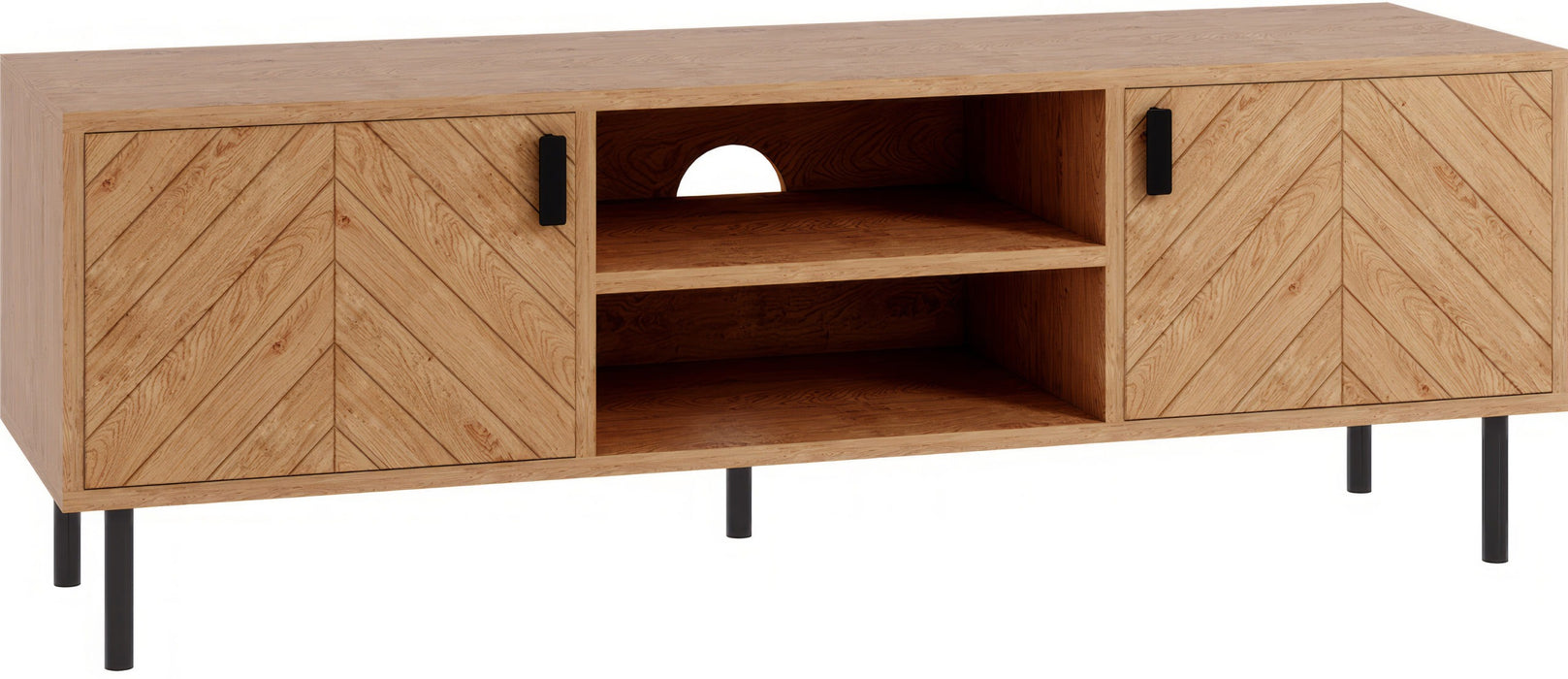 Leon 2 Door TV Unit, Oak Effect Finish