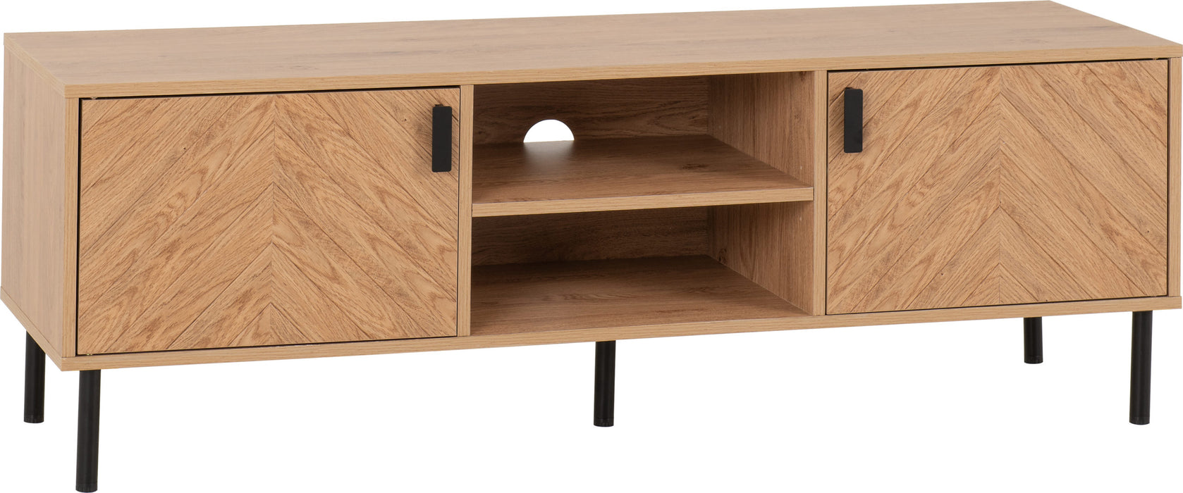 Leon 2 Door TV Unit, Oak Effect Finish