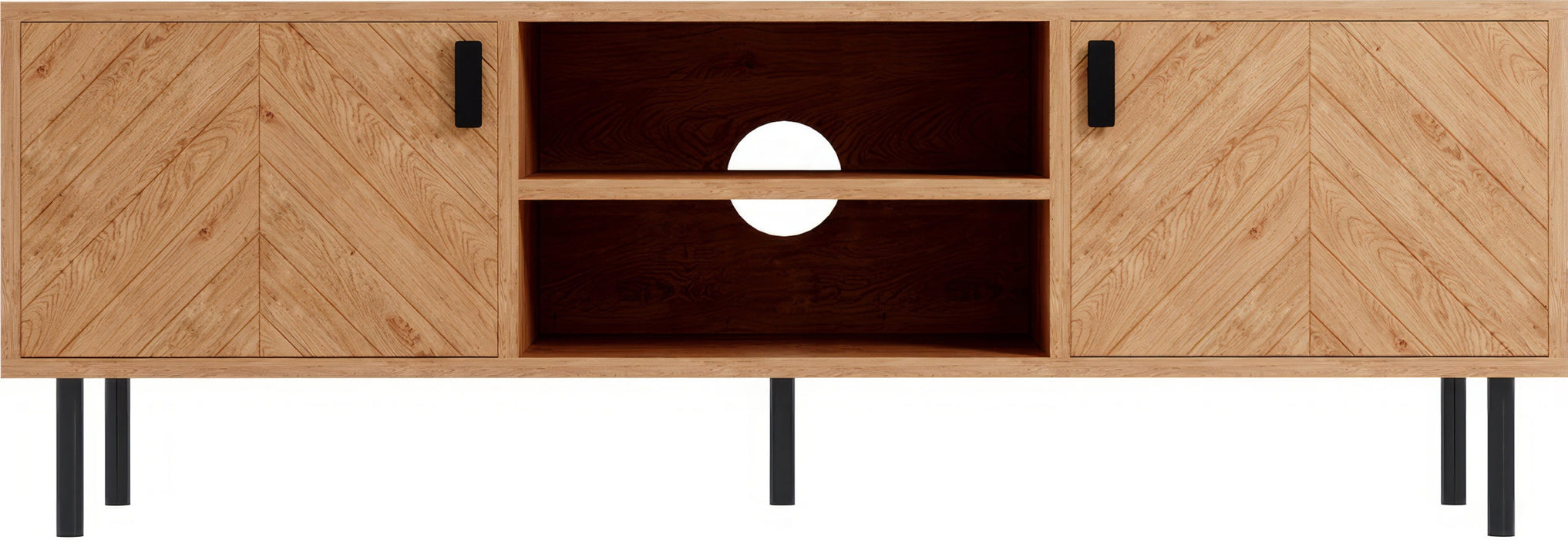 Leon 2 Door TV Unit, Oak Effect Finish