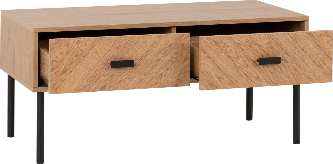 Leon 2 Drawer Coffee Table, Wood