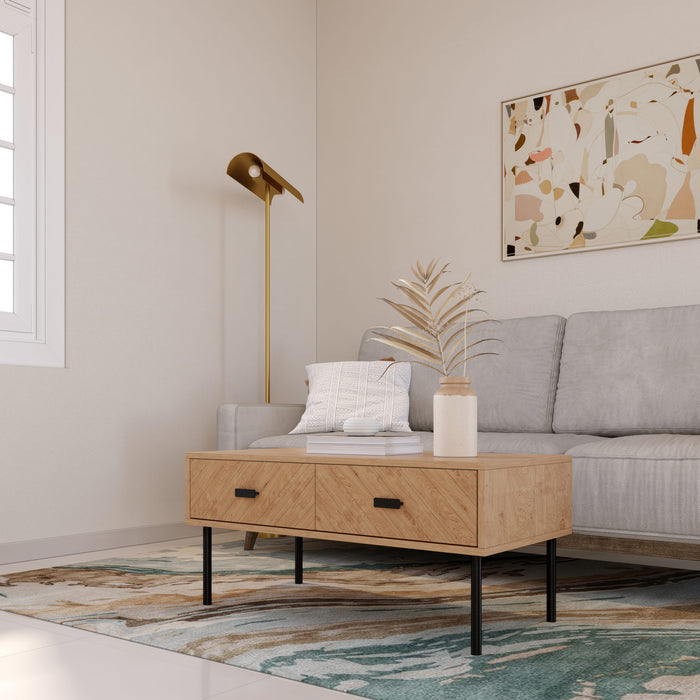 Leon 2 Drawer Coffee Table, Wood
