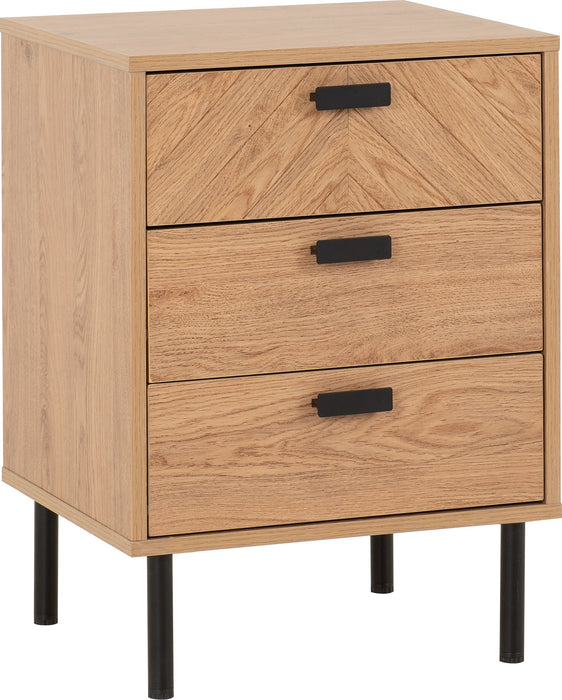 Leon 3 Drawer Bedside Table - Medium Oak