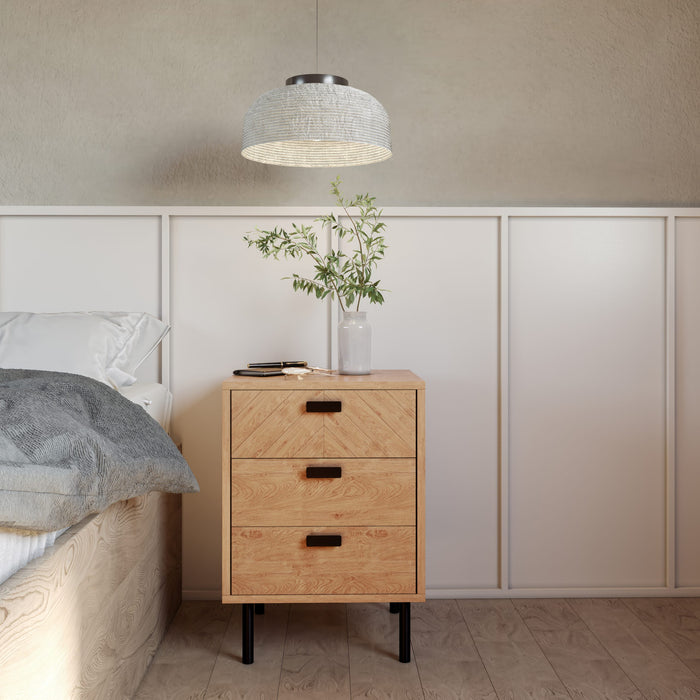 Leon 3 Drawer Bedside Table - Medium Oak