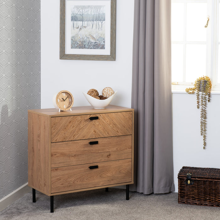 Leon 3 Drawer Chest - Medium Oak