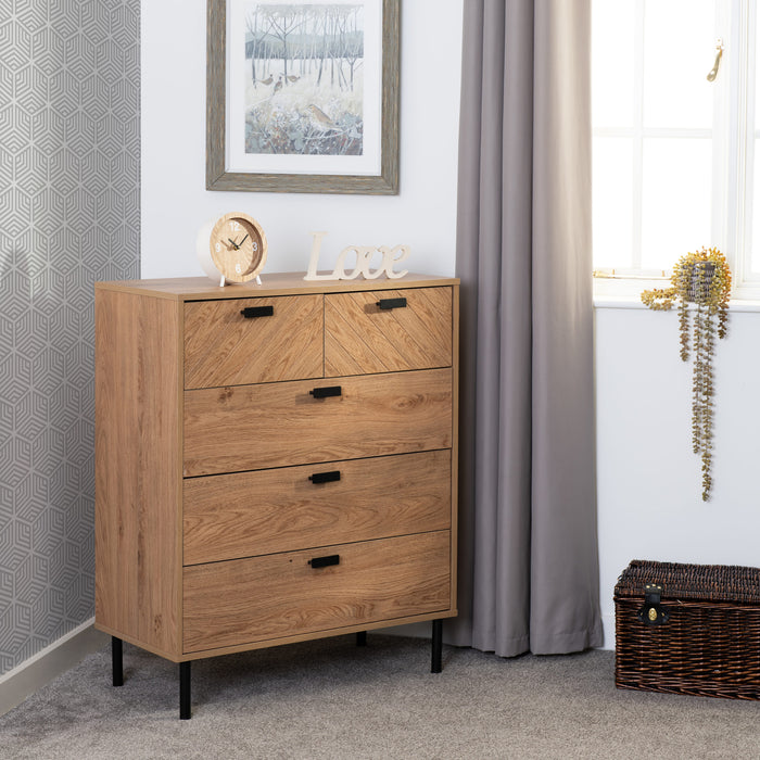 Leon 3 + 2 Drawer Chest - Medium Oak
