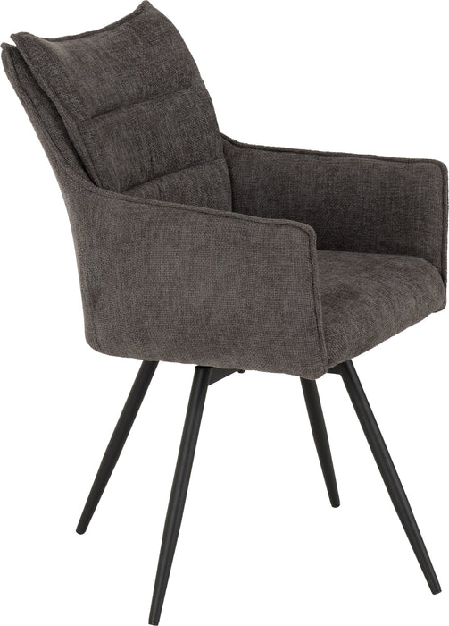 Lewis Carver Swivel Chair grey with black metal legs