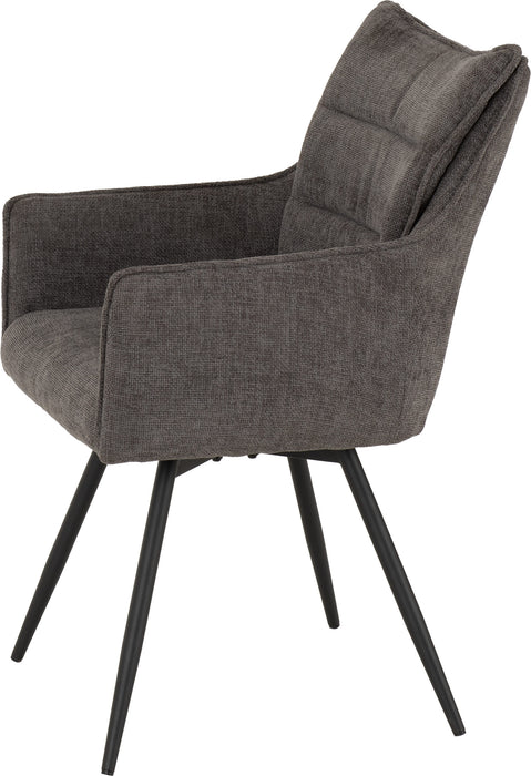 Lewis Carver Swivel Chair grey with black metal legs 