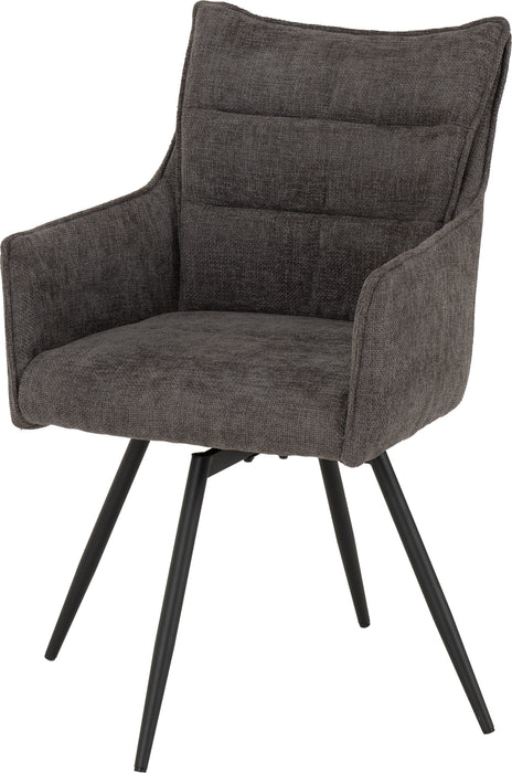 Lewis Carver Swivel Chair with black metal legs